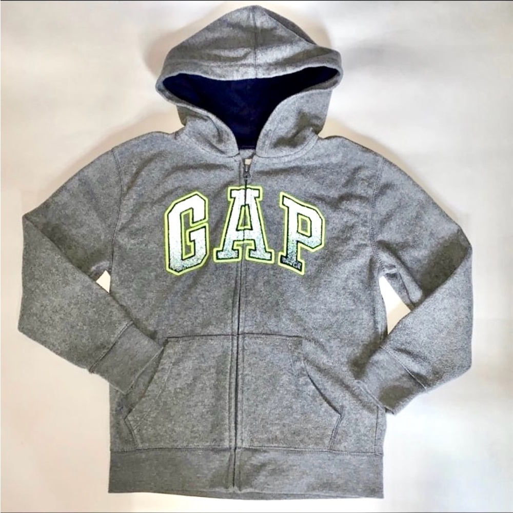 GAP Kids Gray and Yellow Logo Hoodie
